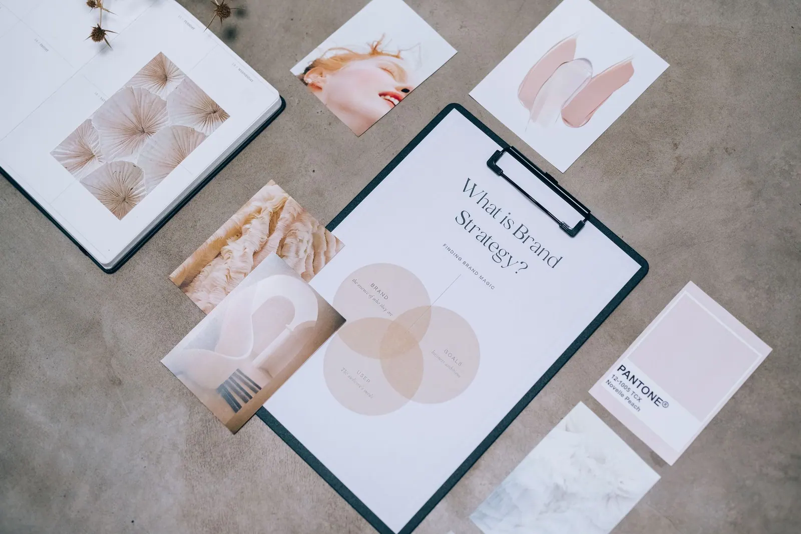 Flat lay showing branding materials and design concepts for creative strategy discussions. Competitive marketing strategy: a practical guide for 2027