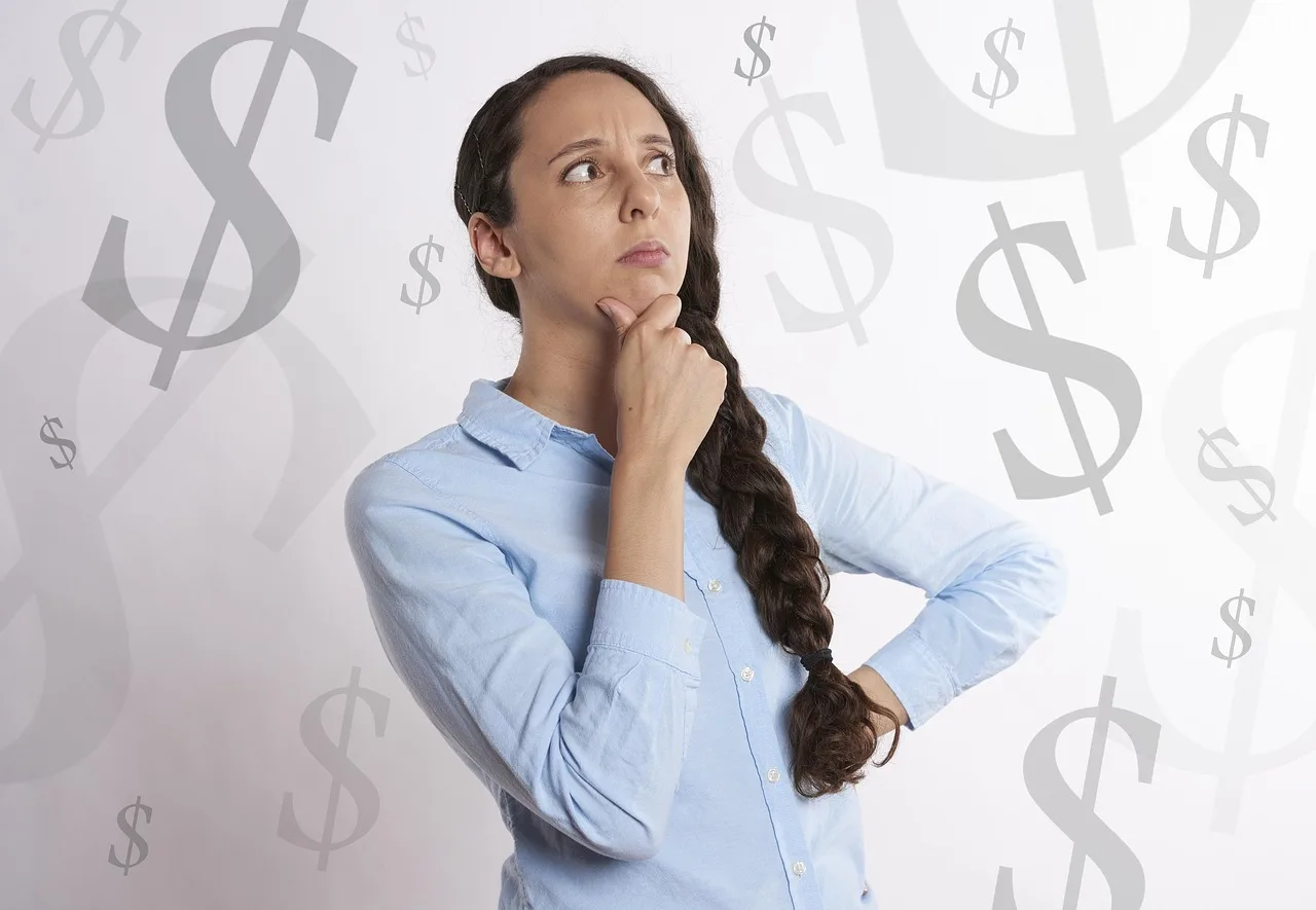 woman, thinking, money, debt, credit, salary, paycheck, investment, sales, dollar, symbol, budget, expenses, costs, debt, debt, debt, salary, salary, salary, salary, salary, paycheck, paycheck, budget, budget, budget. Marketing budgets tools through the eyes of a daily user